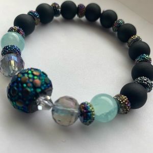 Beautiful matte black crystal beaded bracelet